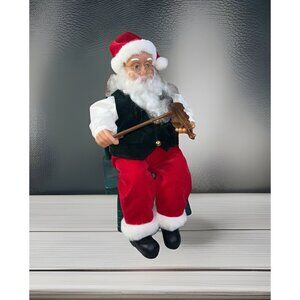 Trim A Home Animated Violin playing Santa 12" Sitting in Chair Christmas Figure